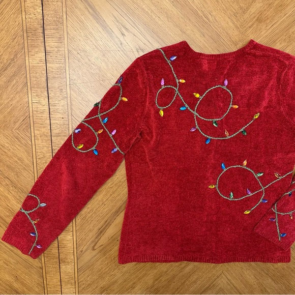 Vintage Susan Bristol Sweater Cats Christmas Cardigan Button Up Women’s Medium - Picture 11 of 12